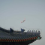 Our kite soars over the Temple of Heaven.